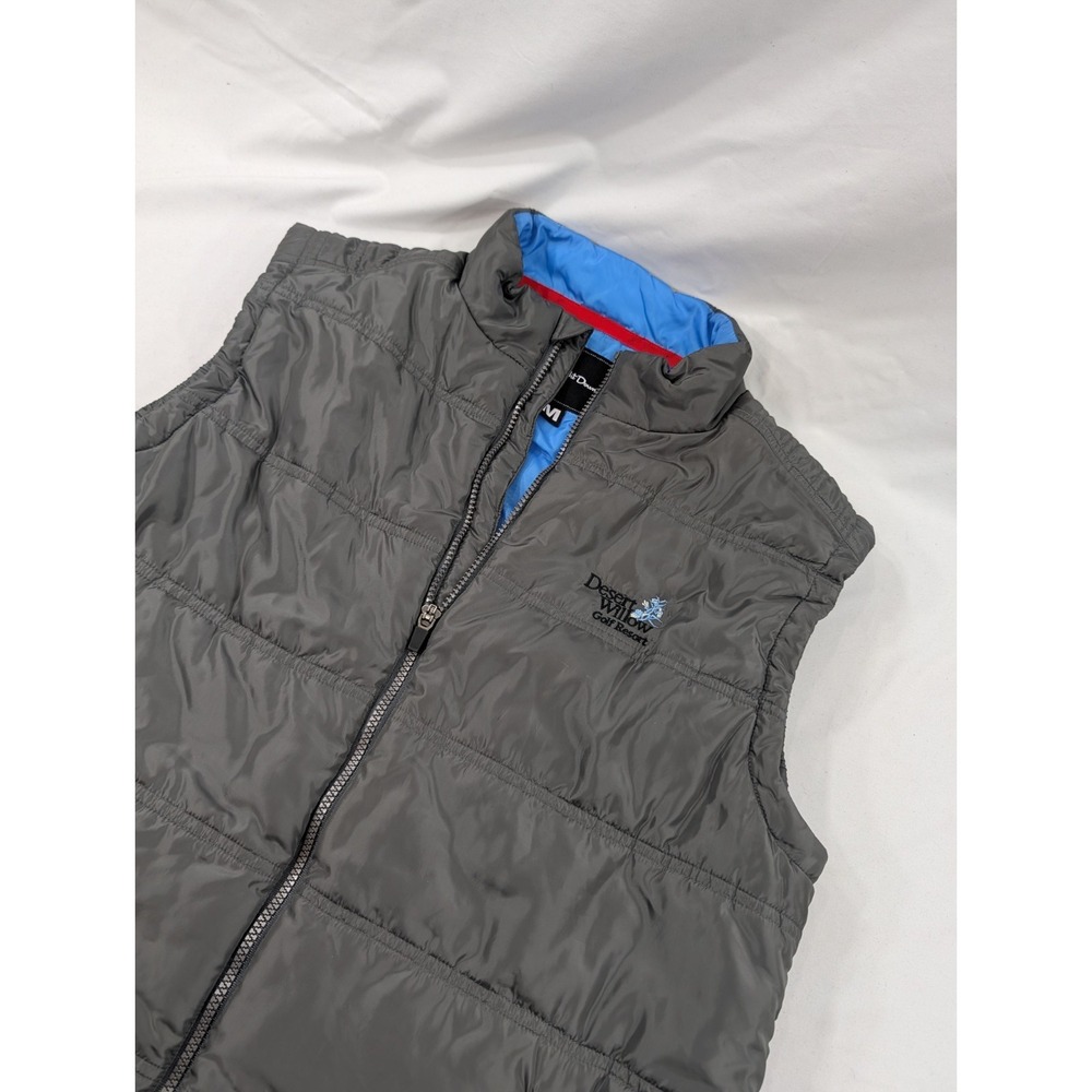 Straight Down Puffer Vest Medium Full Zip Golf Desert Willow Course Logo Gray